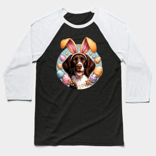 Small Munsterlander Pointer Celebrates Easter with Bunny Ears Baseball T-Shirt